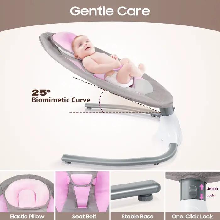 Balançoires pour bébés, balançoire pour nourrissons à 4 vitesses, 12 berceuses, balançoire électriqu