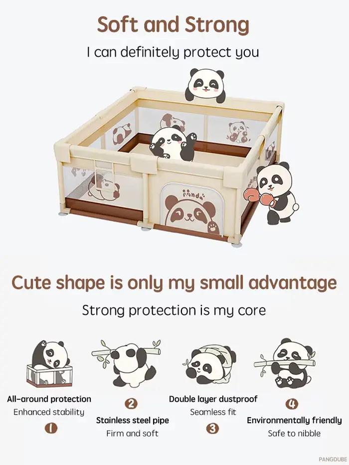 Parc de jeu pour bébé PANGDUBE Panda Dinosaur, grande clôture de sécurité pour enfants, aire de jeux