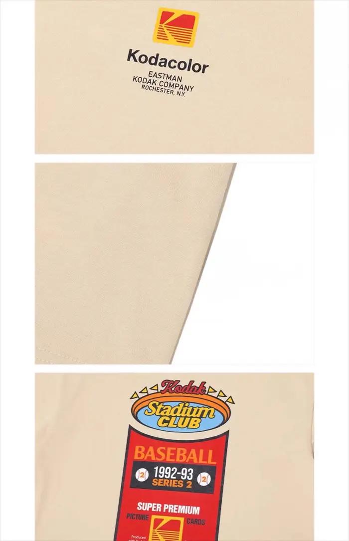 T-shirt d'été polyvalent pour hommes, 100% coton, imprimé sur film de marque Kodak, haut décontracté