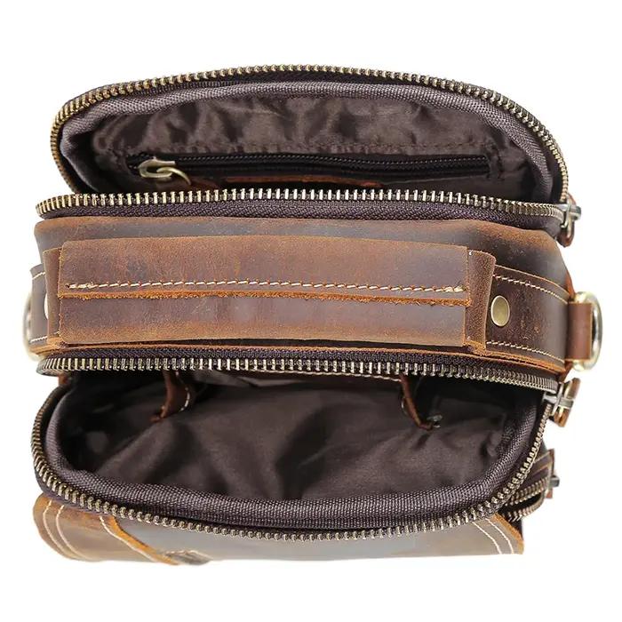 100% sacs de messager en cuir véritable rétro en cuir de vache homme sac corssbody poignées multifon