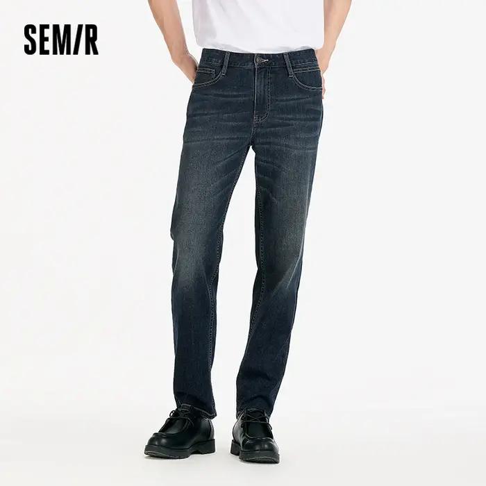 Jean Homme Semir Stretch 2026 Rétro Délavé Coupe Droite Urbain Décontracté Quotidien Doux Confortabl