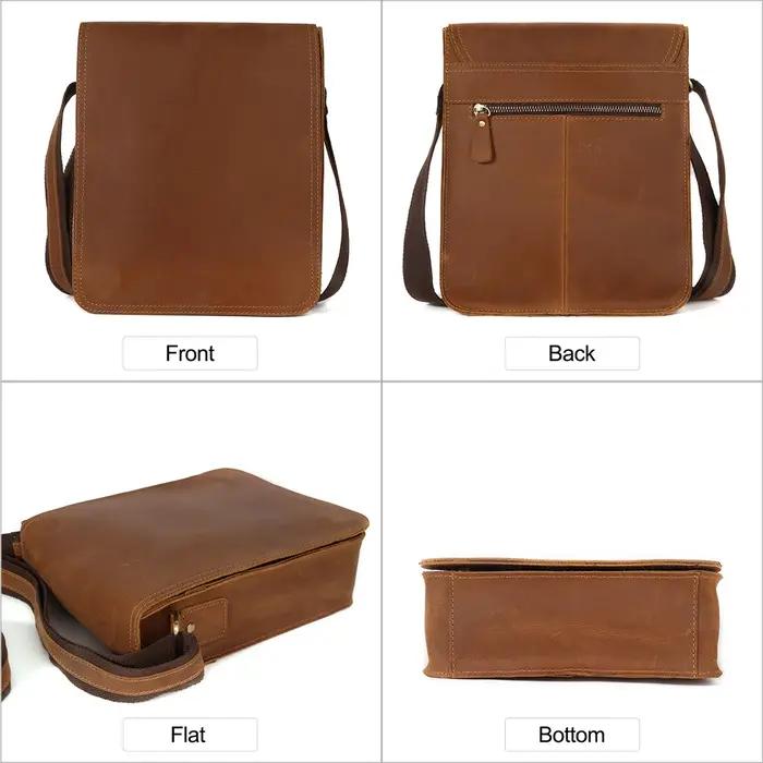 JOYIR petit sac messager en cuir véritable pour hommes sac à bandoulière à rabat décontracté sac à b