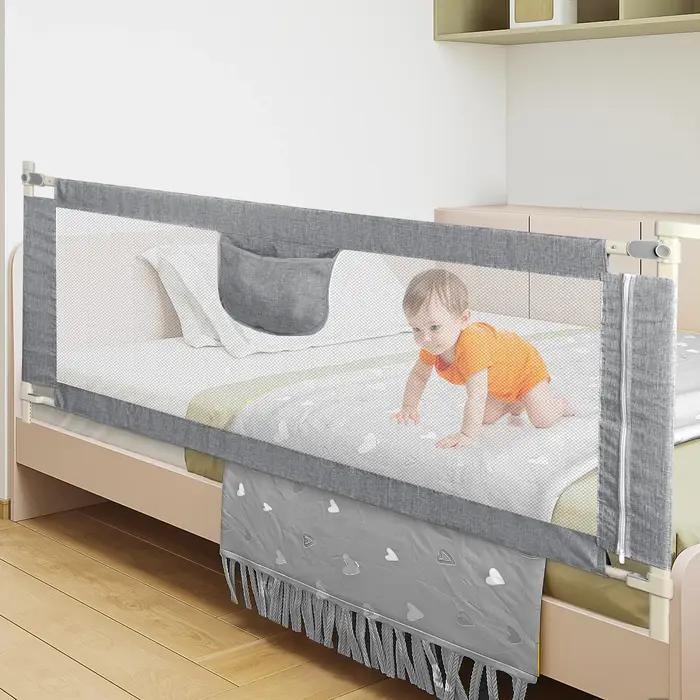 Barrière de Lit Extra-Large de 150 / 180 / 200 cm Protection de Lit pour Tout-Petit Accessoire de Ch