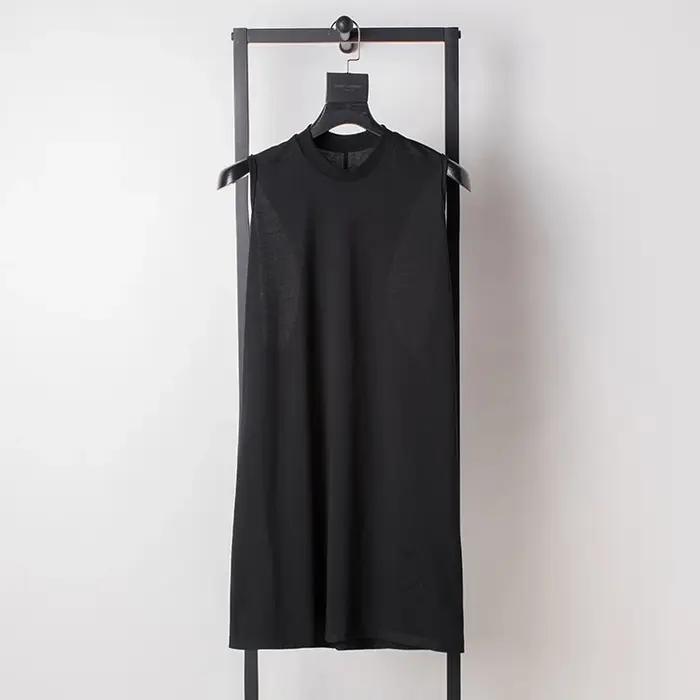 Dark RICK RO Style coton haute rue hommes couleur unie petit col épaules dénudées grand en forme de