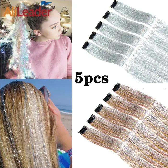 Réinitialisation d'extension de cheveux synthétiques brillants, kit de cheveux Tinsel, nickel é de p