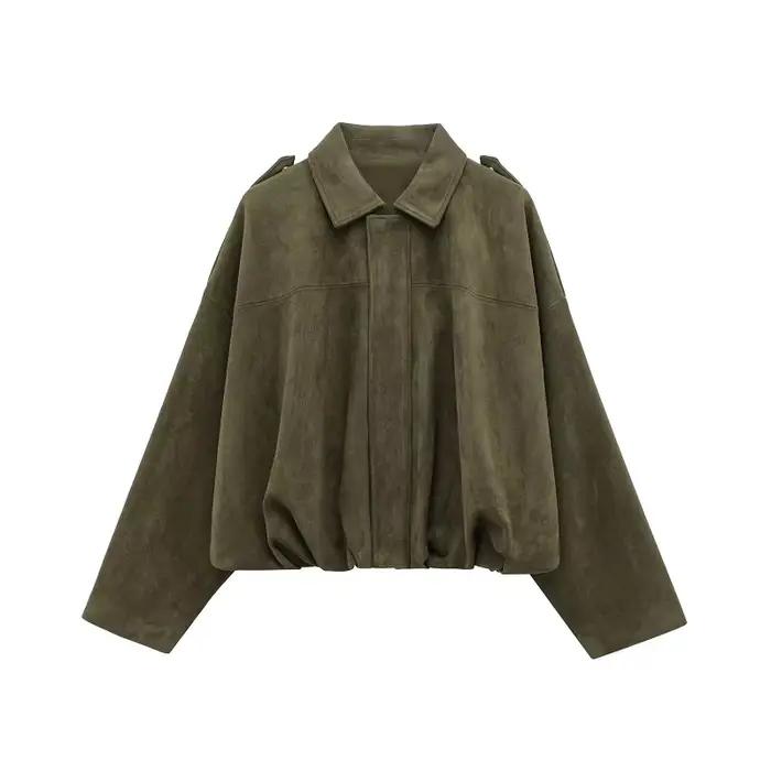 MUJER 2025 vestes bombardier en daim pour femmes vêtements d'extérieur veste surdimensionnée femme S