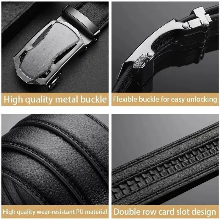 Ceinture en cuir PU pour hommes d'affaires, véritable marque de luxe, structure en métal, haute qual