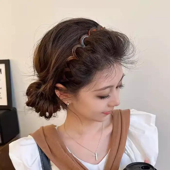 Peigne à cheveux coréen pour femmes, bandeau antidérapant en plastique en forme de U, cerceaux pour