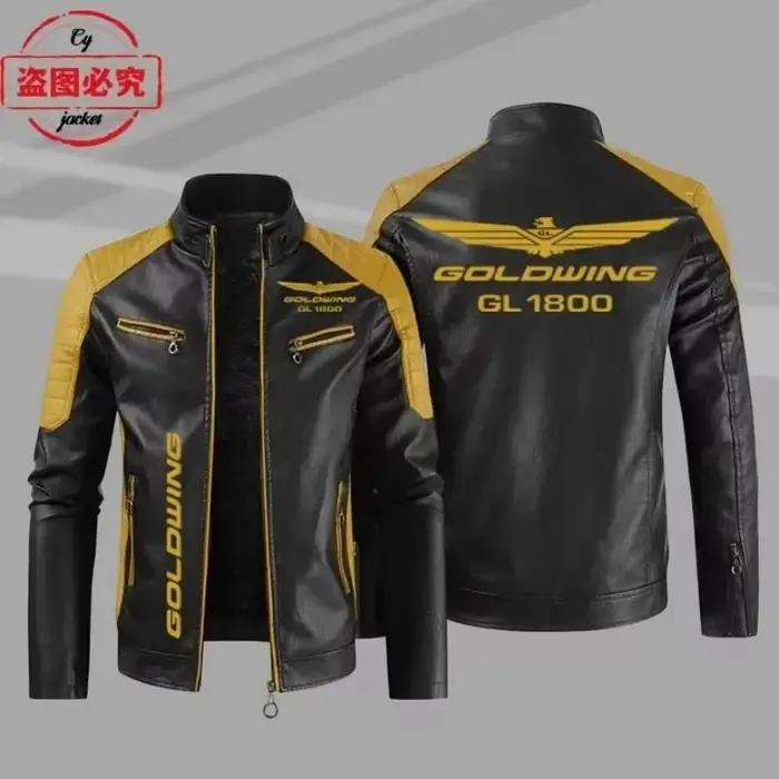 Veste en cuir lavé avec logo Gold Wing 1800 pour hommes, coupe-vent, pour l'automne, l'hiver, le pri