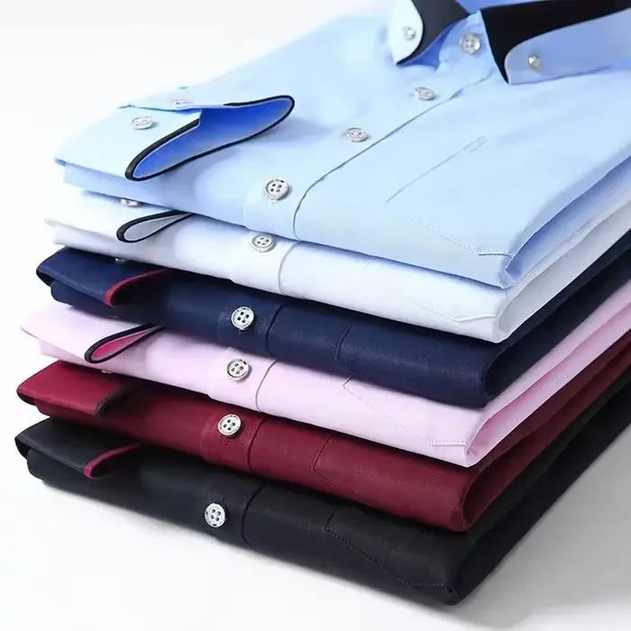 Chemise élastique à manches longues pour hommes, chemise d'affaires décontractée, chemise confortabl
