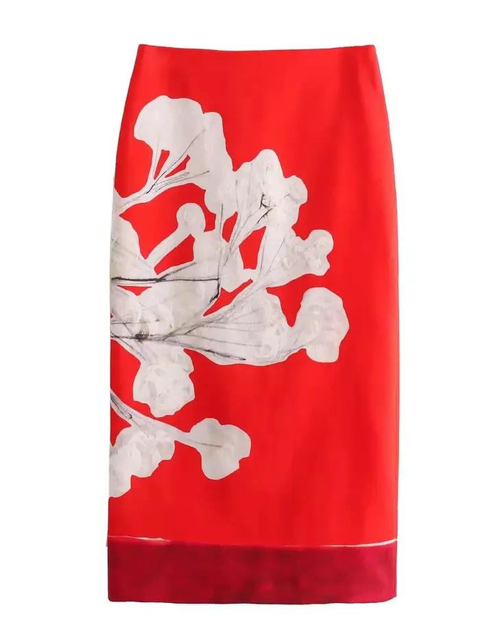 XNWMNZ – jupe crayon en lin mélangé pour femmes, taille haute, fermeture éclair, imprimé floral cont