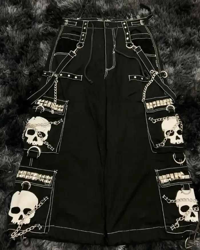 Jean à jambes larges pour hommes, marque de mode de rue, Design Skull Bone, style rétro Harajuku, pa