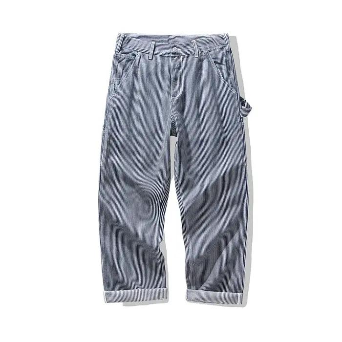 Jeans de chemin de fer rétro pour hommes, pantalons en denim dense, pantalons lourds, multi-poches,