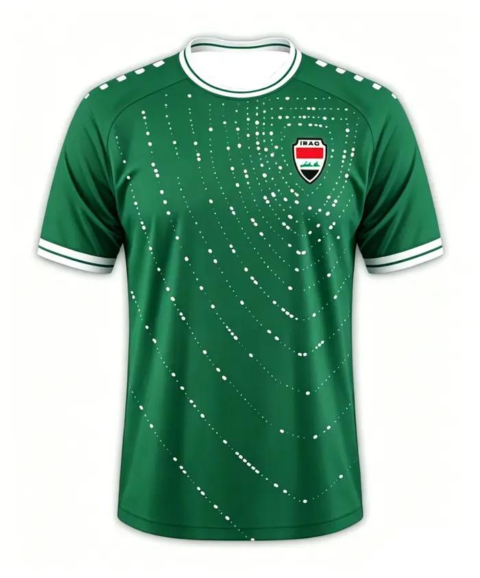 Maillot de football domicile et extérieur Iraq Style 2026, motif vagues à pois blancs verts, pour le