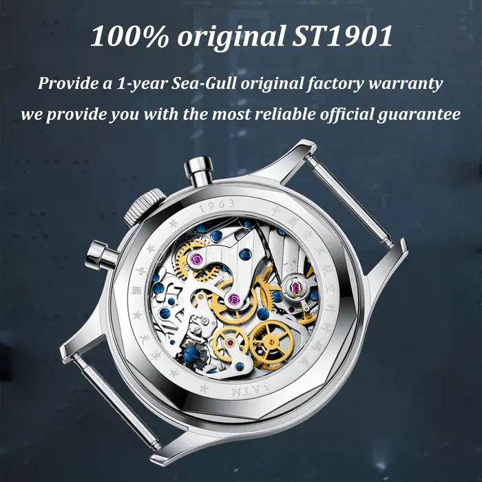 Seaghydr-Montre Pilote Mécanique ST1901 Édition Internationale pour Homme, Montre-Bracelet Chronogra