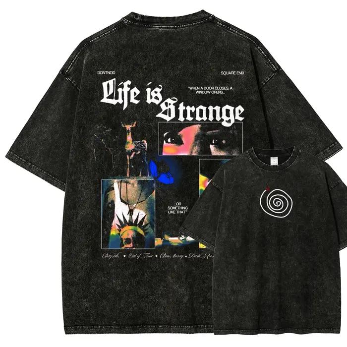 T-shirt délavé Life is Strange, vêtements de personnalité, adaptés à toutes les saisons, grande tail