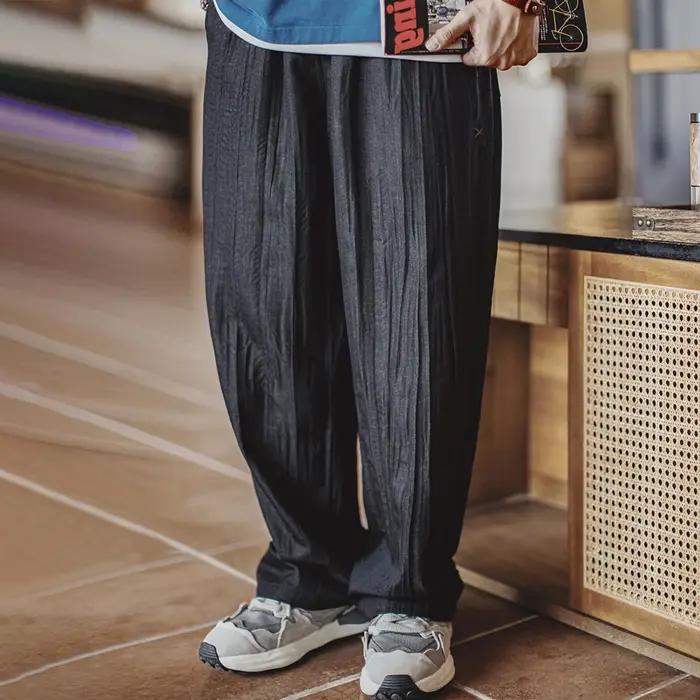 Maden – pantalon plissé ondulé décontracté pour hommes, coupe ample, Style Cityboy, avec taille élas