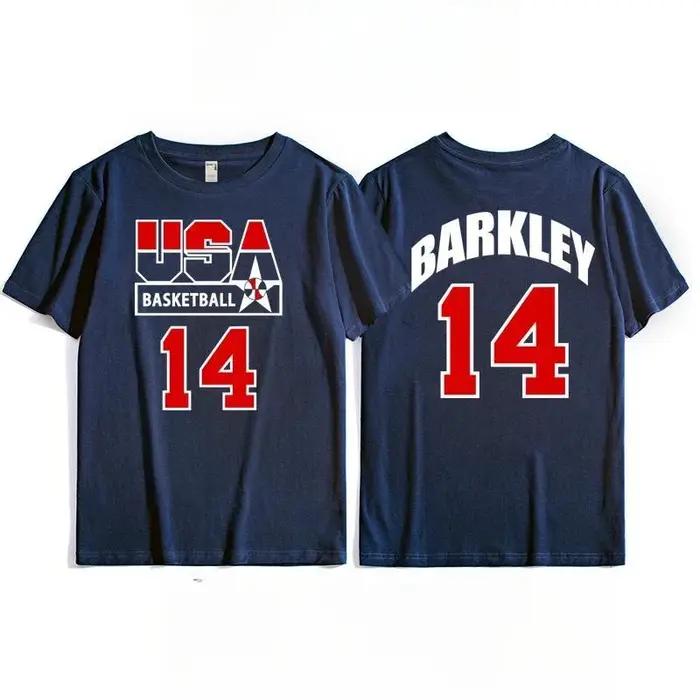 T-shirt d'entraînement de l'équipe de basket-ball américaine pour hommes, vêtements de sport rétro d