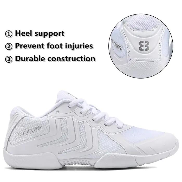 Chaussures de joie blanches BAXINIER pour filles - Baskets danse pom-pom girl respirantes tennis