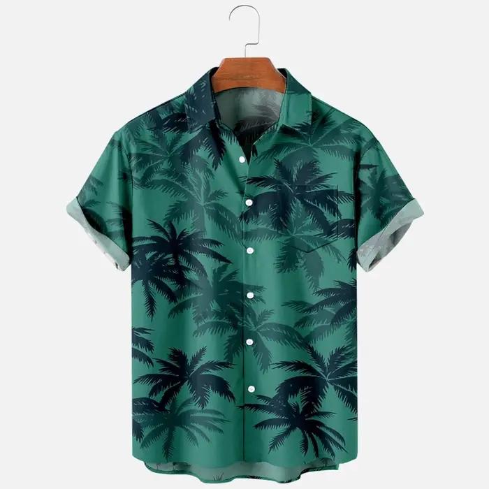 Mode homme été T-Shirts hawaïen impression 3d confortable décontracté un bouton chemises à manches c