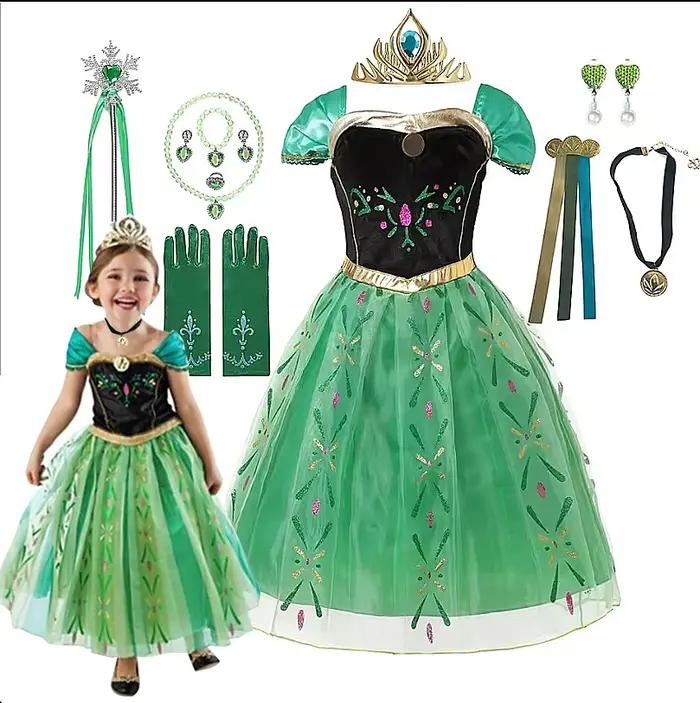 Anna Costume pour enfants fille fantaisie robe de fête d'anniversaire robe de princesse carnaval fêt