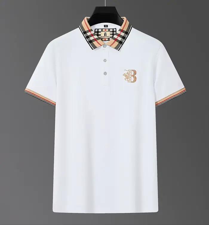 Marque de luxe à manches courtes hommes polo été haut de gamme mode plaid broderie revers t-shirt st
