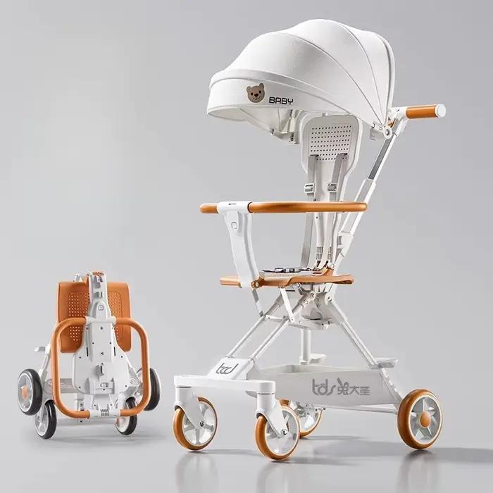 Poussette bébé enfant légère pliable bébé s'assoit ou s'allonge un bouton pliage bidirectionnelle pour balades visites parcs et voyages