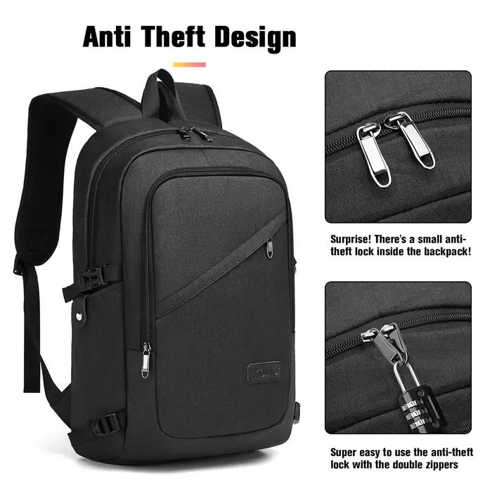 Sac à dos pour ordinateur portable KONO 15,6 pouces, étanche, antivol, pour affaires, école, voyage