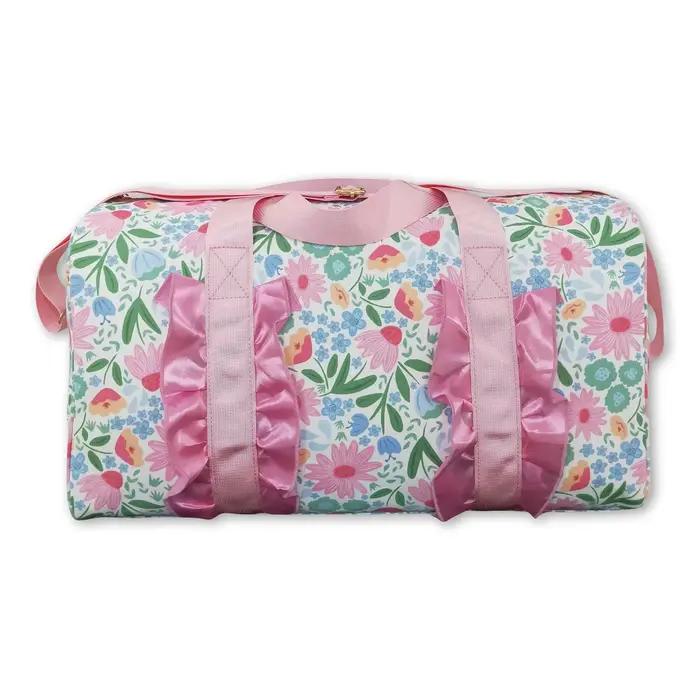 Sac de voyage rose à volants et motifs floraux pour femme adulte