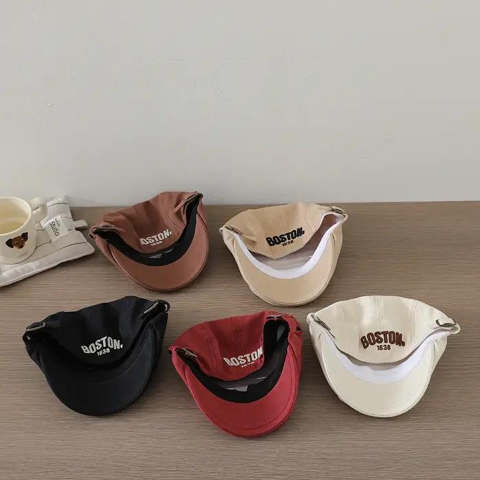 Béret brodé lettre pour bébé, couleur unie, style hip-hop, casquette d'artiste pour tout-petit, casq