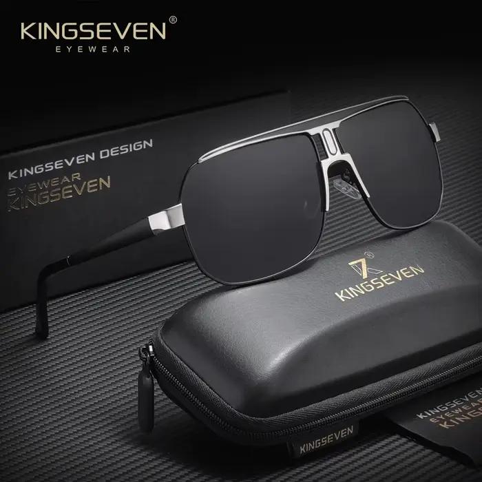 KINGSEVEN Lunettes de soleil de luxe modernes pour hommes et femmes, polarisées UV400, monture large