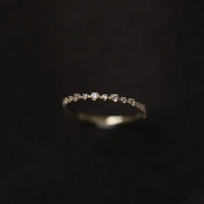 Bague géométrique en argent Sterling 925 plaqué or 14K pour femmes, Zircon scintillant, accessoire d