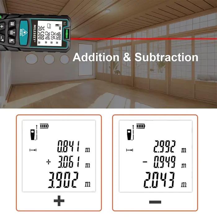 Mètre laser MILESEEY S2 40M 60M 80M 100M 120M, télémètre laser, outil de mesure laser avec fonction