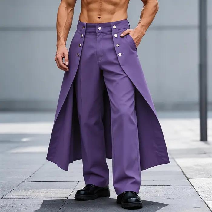 Pantalon long homme tendance 2026 – Joggers décontractés coupe ample à boutons, couleur unie, style