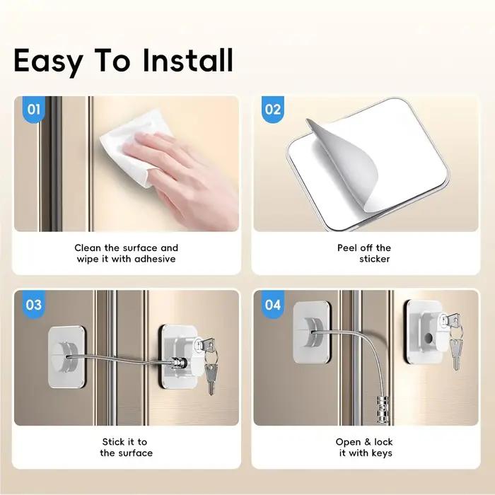 Serrures de porte de réfrigérateur verrou de sécurité enfant pour congélateur armoires tiroirs four à air chaud friteuse à air fenêtres sécurité maison protection famille biens précieux