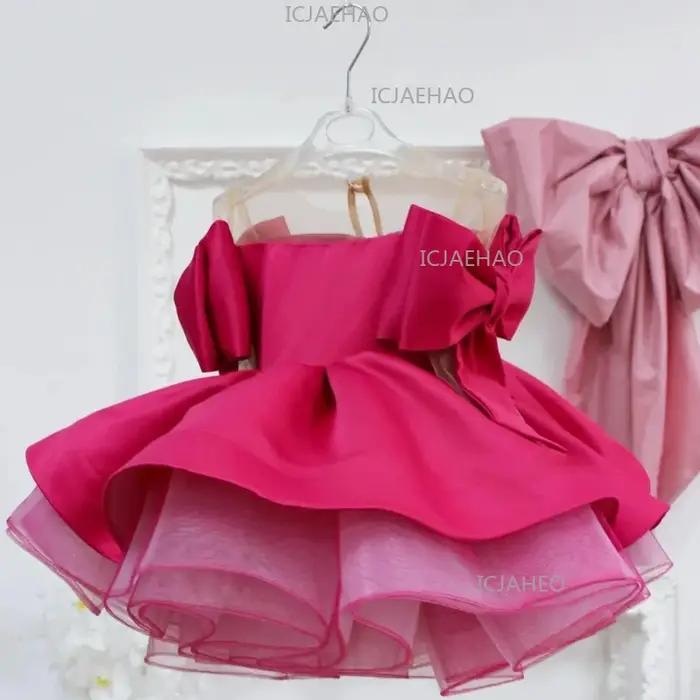 Robe de Princesse en Satin Moelleux pour Filles 2026, Robe de Demoiselle d'Honneur, Tenue Formelle S