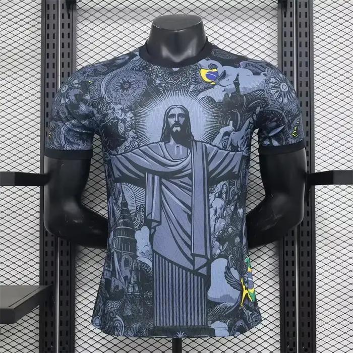 T-shirt de Football pour adultes/enfants, édition spéciale brésilienne, jésus noir gris, T-shirt d'e