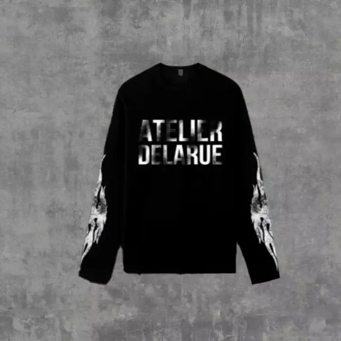 Y2K Harajuku rétro Niche à manches longues imprimé lettre flamme hauts nouvelle mode décontracté con