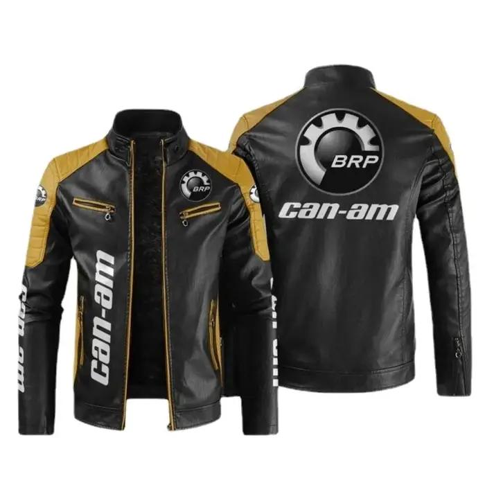 BRP Can-am Logo hommes moto veste en cuir PU QK089 hiver décontracté Vintage pardessus Biker Bomber