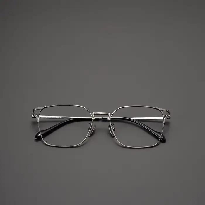 Lunettes d'affaires en titane pour hommes, monture complète géométrique XXL – Conception professionn