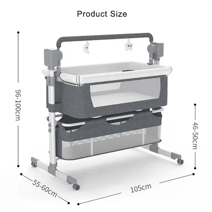 Berceau électrique 3 en 1 pour bébé, chaise haute et bascule avec Bluetooth, télécommande, panier de