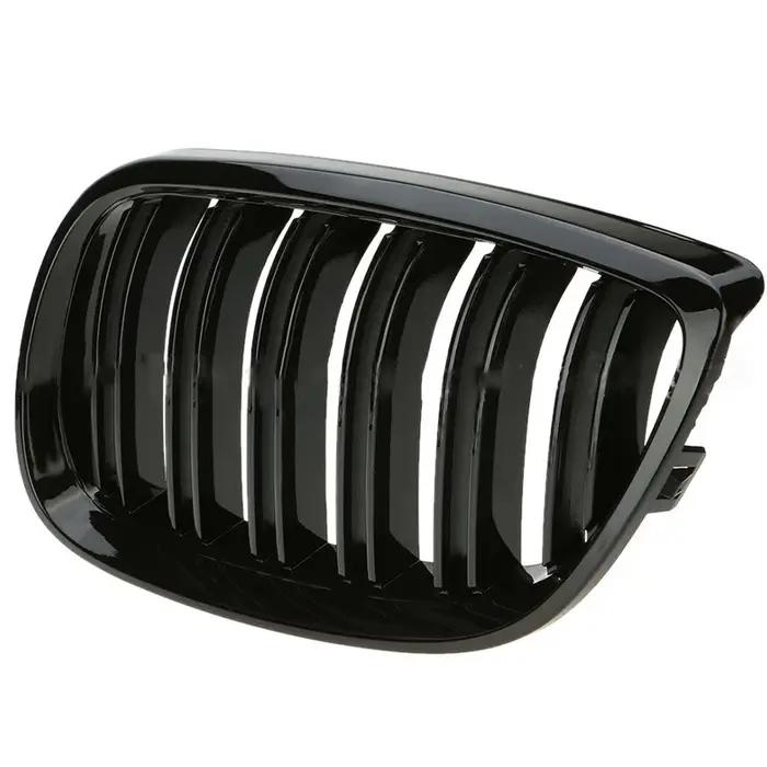 Grille de course noire brillante à double ligne, grilles de pare-chocs avant de voiture, rein pour B