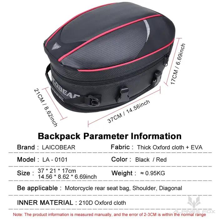 Sac arrière de moto noir, étanche, bagage de voyage pour conducteur, sac de siège arrière, sac de se
