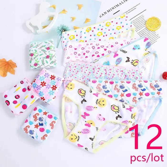 12 pièces/lot culottes en coton filles enfants slips courts sous-vêtements pour enfants enfant dessi