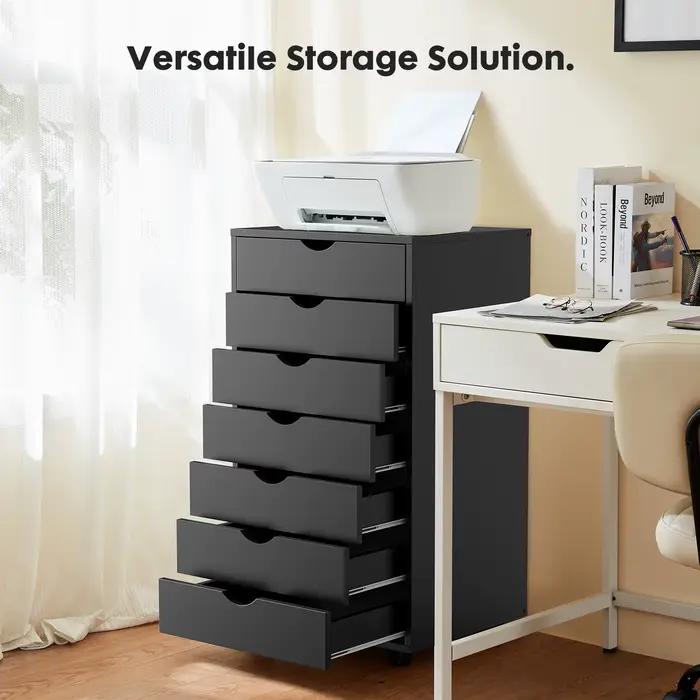 JHK 7 tiroirs commode table de nuit armoire de rangement en bois fichier bureau armoire Mobile roues