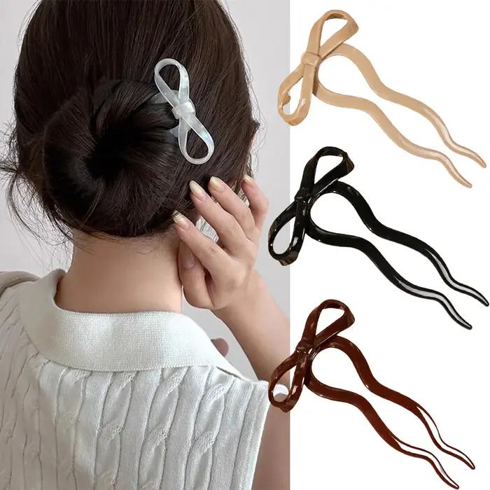 Bâton à cheveux avec nœud en forme de U, épingle à cheveux en acrylique, pince à cheveux, peigne, ch
