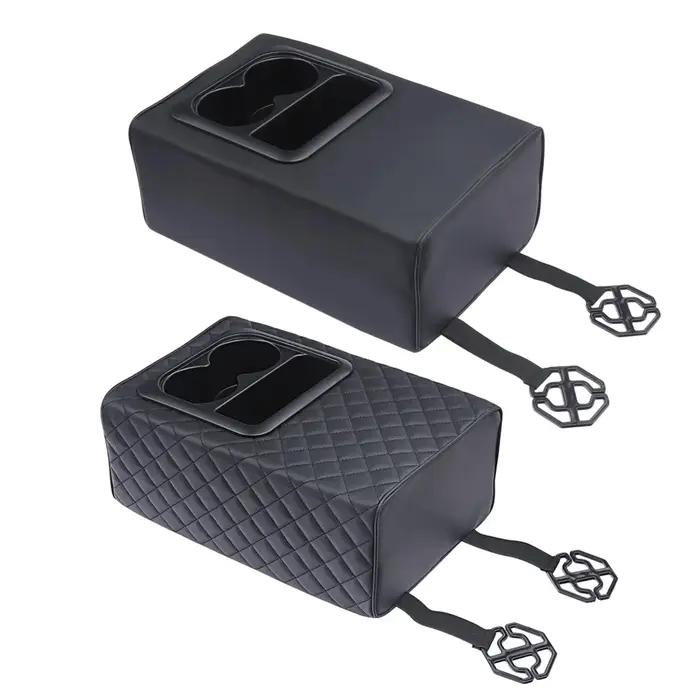 Rehausseur de boîte d'accoudoir de voiture avec porte-gobelets et double poche pour console centrale de siège arrière