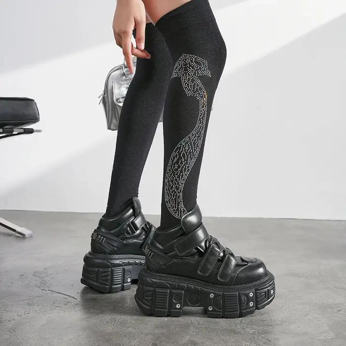 2026 nouveau Style Punk femmes chaussures à lacets talon hauteur 6CM plate-forme chaussures femme mé