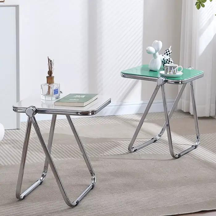 Table d'appoint pliante-table basse transparente à la mode pour salon canapé coin et balcon Table ba