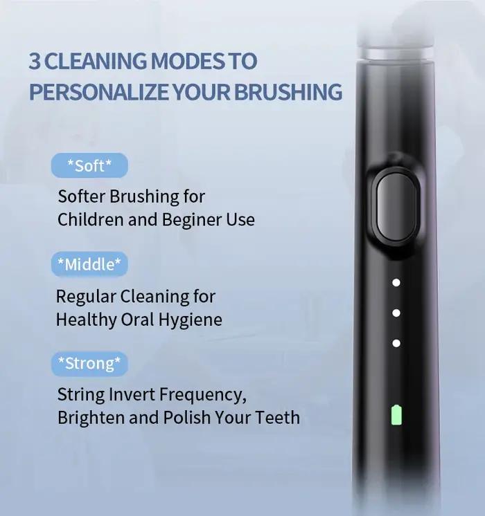 Brosse à dents électrique Ultra fine, sonique intelligente, 3 Modes de fonctionnement, Interface de